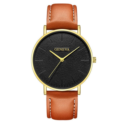 Fashion Men's Leather Casual Analog Quartz Wrist Watch Business Watches Analog horloges Simple Assista polshorloge Manner B40