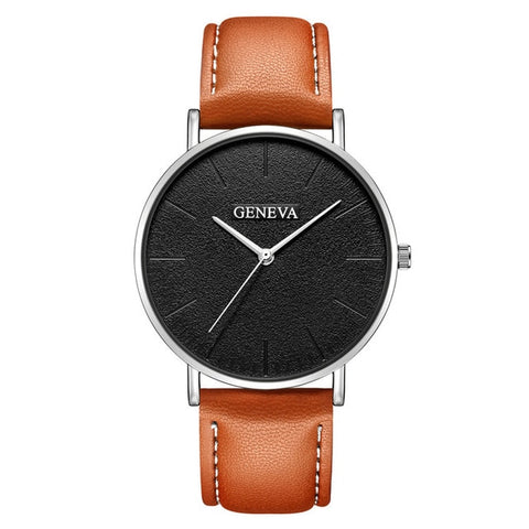 Fashion Men's Leather Casual Analog Quartz Wrist Watch Business Watches Analog horloges Simple Assista polshorloge Manner B40