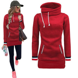 Winter Warm Turtleneck Collar Harajuku Hoodies Women Long Sleeve Drawstring Sweatshirt With Pockets Moleton Feminino Inverno Rz*