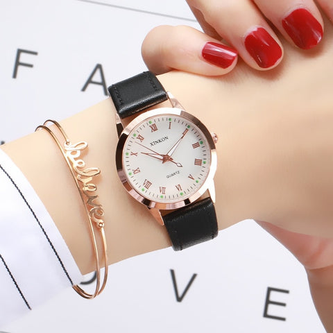 Simple Gold Women Leather Watches Elegant Small Bracelet Female Clock 2019 Fashion Brand Roman Dial Retro Ladies Wristwatches