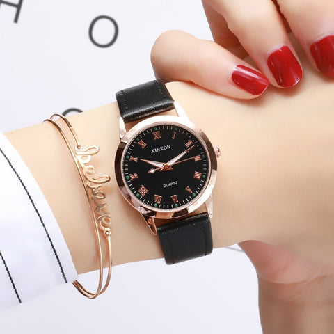 Simple Gold Women Leather Watches Elegant Small Bracelet Female Clock 2019 Fashion Brand Roman Dial Retro Ladies Wristwatches