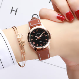 Simple Gold Women Leather Watches Elegant Small Bracelet Female Clock 2019 Fashion Brand Roman Dial Retro Ladies Wristwatches