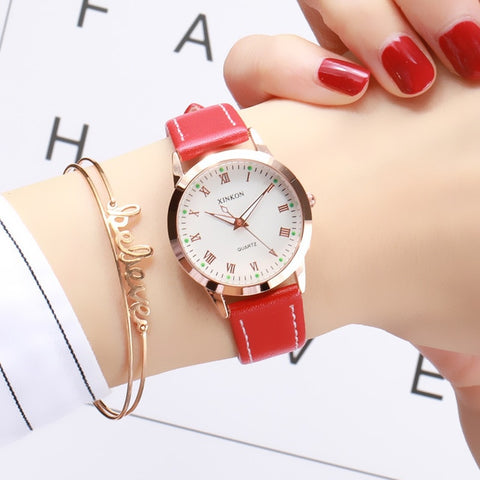 Simple Gold Women Leather Watches Elegant Small Bracelet Female Clock 2019 Fashion Brand Roman Dial Retro Ladies Wristwatches