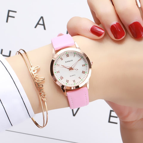 Simple Gold Women Leather Watches Elegant Small Bracelet Female Clock 2019 Fashion Brand Roman Dial Retro Ladies Wristwatches