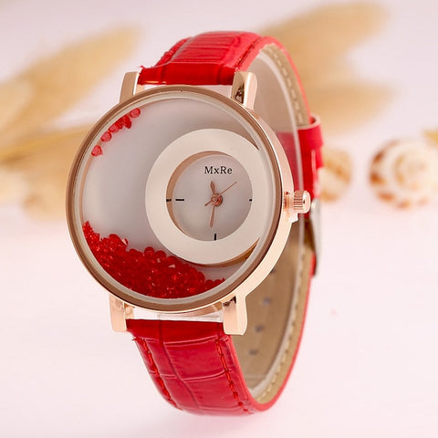 New Fashion Leather Strap Women Rhinestone Wrist Watches Casual Women Dress Watches Crystal Solid Color Hot Relogio Feminino