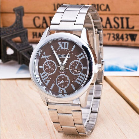 New Brand 3 Eyes Silver Geneva Casual Quartz Watch Women Stainless Steel Dress Watches Relogio Feminino Ladies Clock Hot Sale