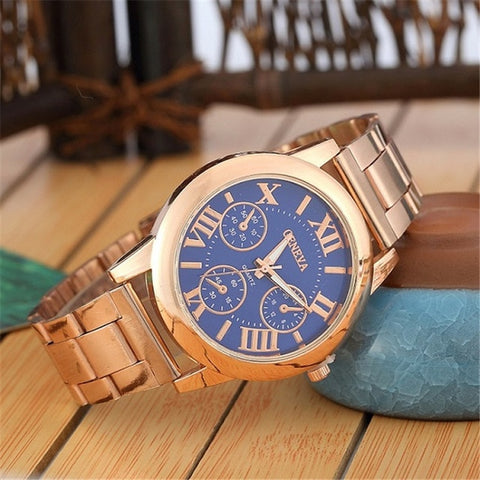 New Brand 3 Eyes Silver Geneva Casual Quartz Watch Women Stainless Steel Dress Watches Relogio Feminino Ladies Clock Hot Sale